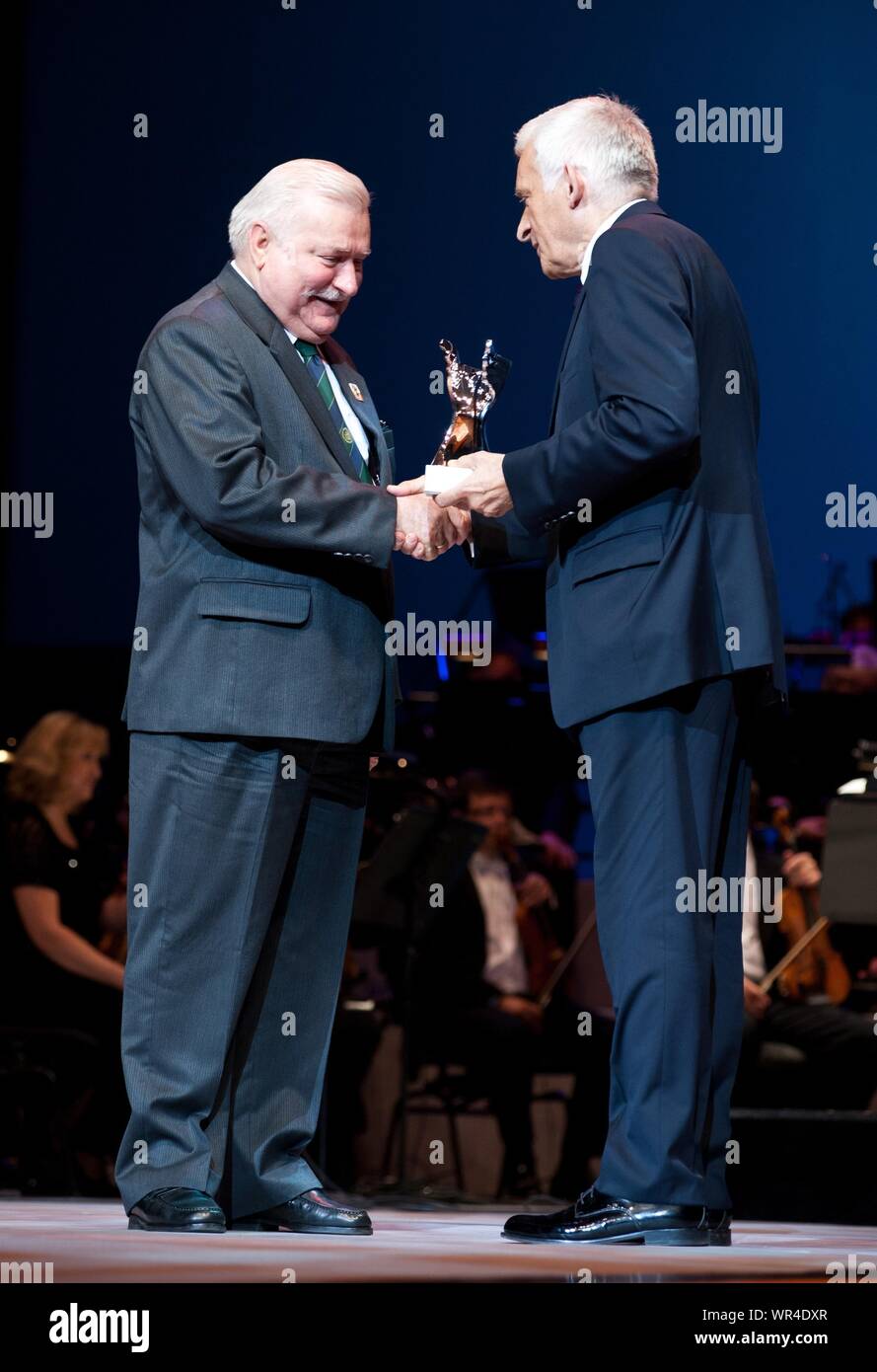 11.06.2012 Warsaw, Poland. `Teraz Polska` Gala. Pictured: Jerzy Buzek, Lech Walesa Stock Photo